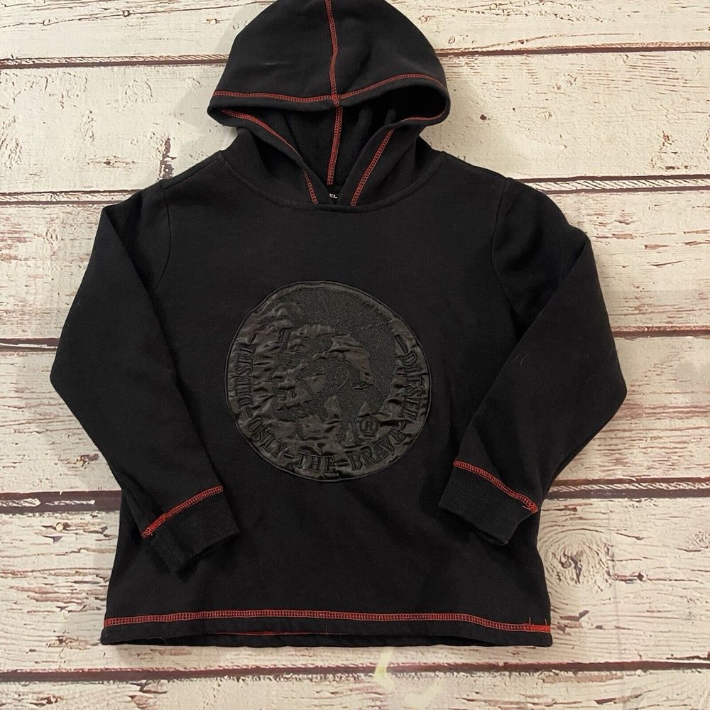 Diesel Boys Black Red Pullover Hoodie Size 6